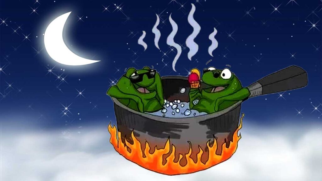 A Frog and Hot Water