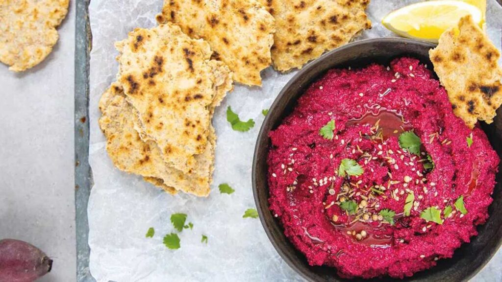 Hummus with beetroot and protein boost